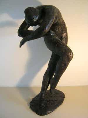 Brons (Onbekend) - Zeer zwaar brons sculptuur van een naakte ballerina verkocht voor € 300!