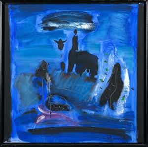 Henk Eikenaar - Acryl op doek, Burleske de Don Pedro a Caballa - Ingelijst verkocht voor € 80!