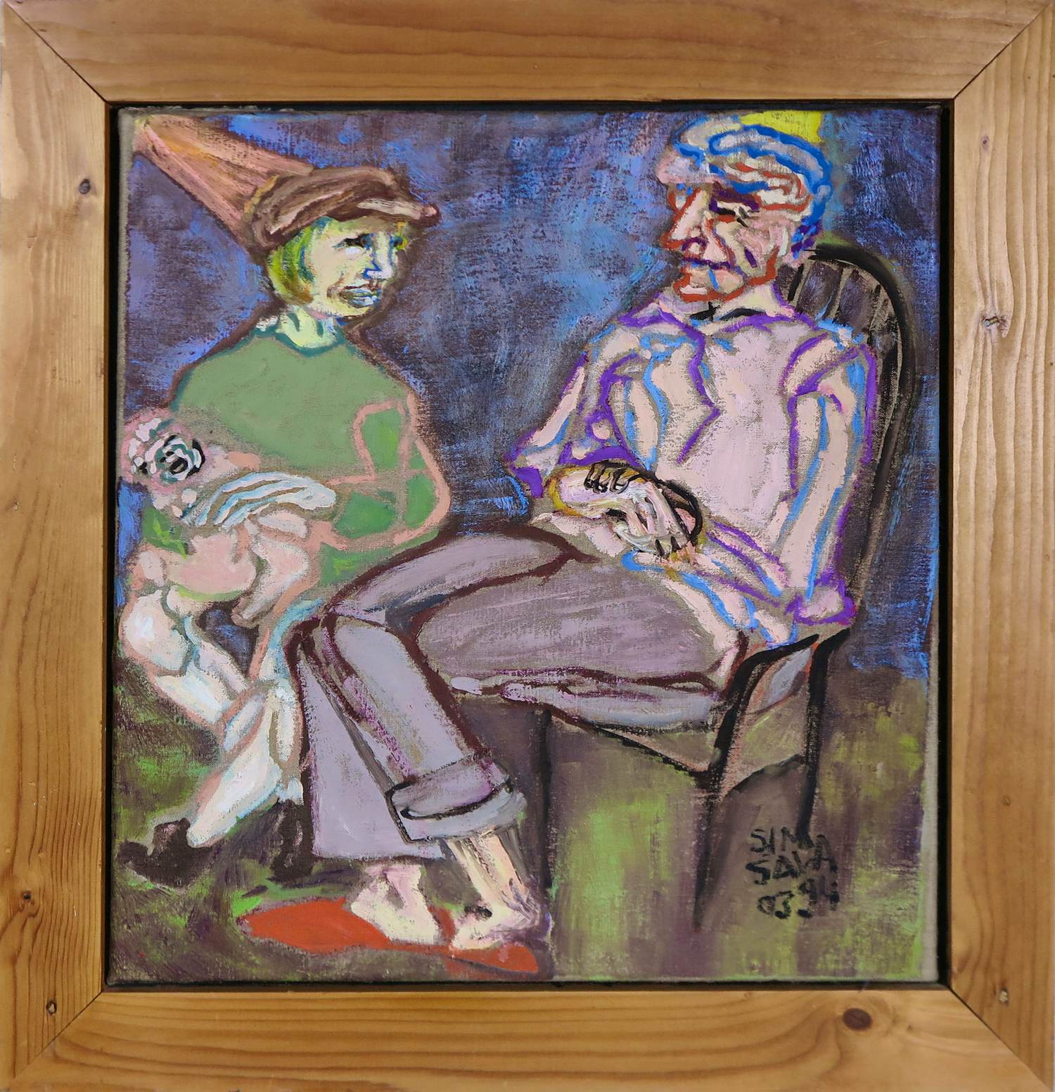 Simone ten Bosch - Olieverf op doek, Vader-dochter en Ploedeloerus - Ingelijst verkocht voor € 100!