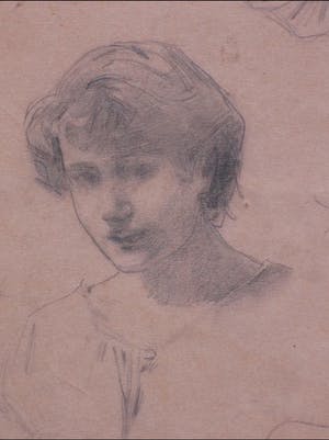 Niet of onleesbaar gesigneerd - Schetsen vrouwenhoofd - Tekening kopen? Bied vanaf 1!
