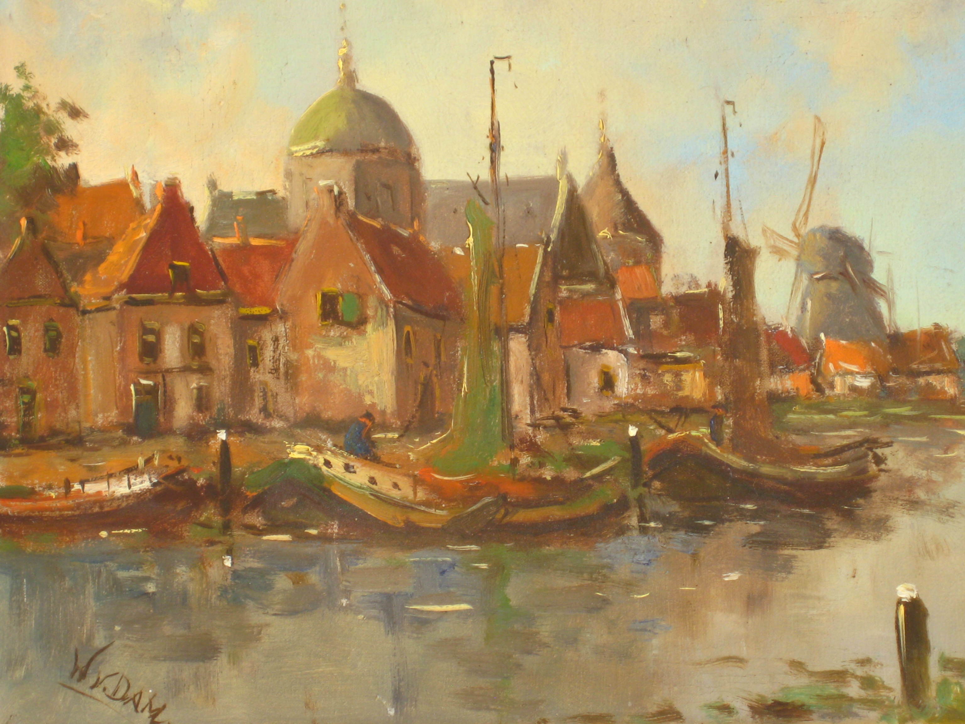 Niet of onleesbaar gesigneerd - Dorpje aan het water. kopen? Bied vanaf 1!