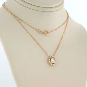 14k rosegouden collier met hanger met markies en briljant geslepen diamant kopen? Bied vanaf 230!