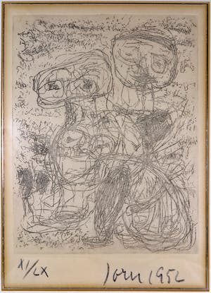 Asger Jorn - Ets, Zonder Titel - Ingelijst kopen? Bied vanaf 1!