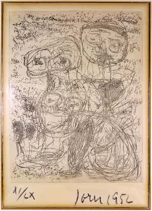 Asger Jorn - Ets, Zonder Titel - Ingelijst verkocht voor € 1!