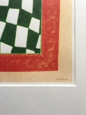 JCJ VANDERHEYDEN - fraaie zeefdruk ‘checkerboard’ - ingelijst kopen? Bied vanaf 385!