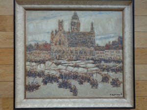 Alfons Blomme - STADHUIS MIDDELBURG / OLIEVERF / 76x83cm / KADER / SIG kopen? Bied vanaf 245!