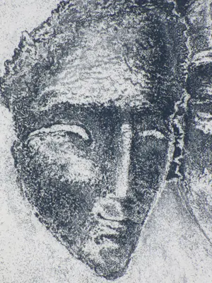 Willem Retera - Twee maskers - Ets kopen? Bied vanaf 45!