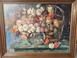 Cornelis de Kort - Fleurig boeket in glazen vaas kopen? Bied vanaf 100!