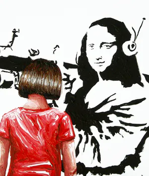 Gerard Boersma - Bazooka Mona Lisa (Vrouw kijkend naar schilderij van Banksy) kopen? Bied vanaf 75!