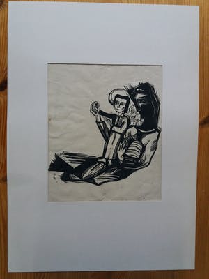 Julo Levin - houtsnede van een Madonna / moeder met kind kopen? Bied vanaf 15!