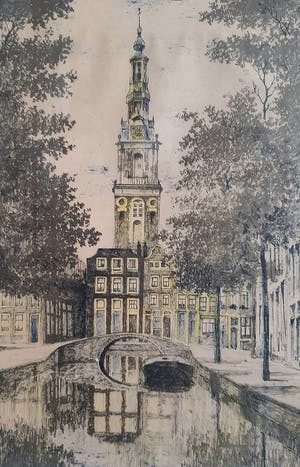 Niet of onleesbaar gesigneerd - Uitzicht naar Zuider kerk in Amsterdam kopen? Bied vanaf 1!