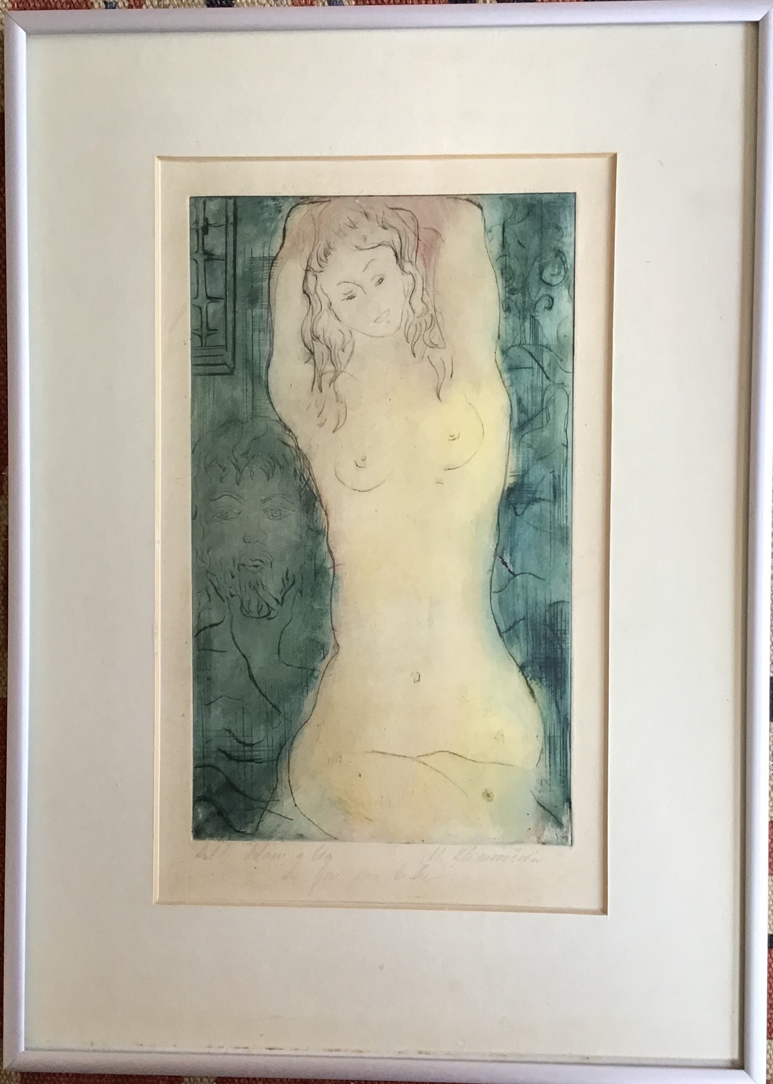 Niet of onleesbaar gesigneerd - Naakt meisje, kleurets, Tsjechisch kunstenaar, gesigneerd kopen? Bied vanaf 1!