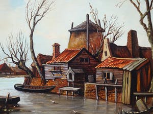 Jo Brocken - Visser aan het water. kopen? Bied vanaf 150!