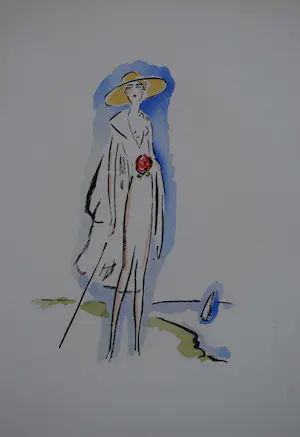 Buy Kees van Dongen - Pochoir - Haar jas aannemen? Bid from 300!