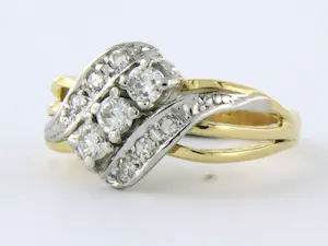 18k gouden ring met briljant en single cut geslepen diamant 0.43ct - rm 16.5 kopen? Bied vanaf 550!