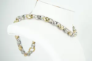 06 - Opvallende 14kt gouden Bi-color ketting - fantasie schakel - lengte 44 cm kopen? Bied vanaf 810!