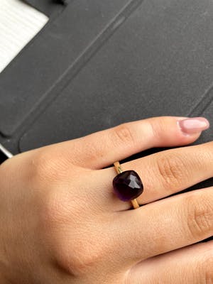 18kt gouden ring+amethist, maat 55/17,50, 5,62 gr kopen? Bied vanaf 270!