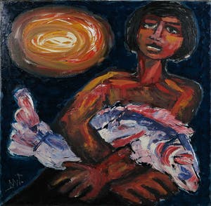 Martin van Wordragen - Olieverf op doek, Vissersjongen - Ingelijst (Groot) kopen? Bied vanaf 1!