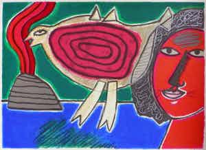 Corneille - Zeefdruk. Titel, "Épanouissement". verkocht voor € 150!