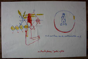 Anton Heyboer - Krijttekening: het ontstaan van... - 1980 kopen? Bied vanaf 1!