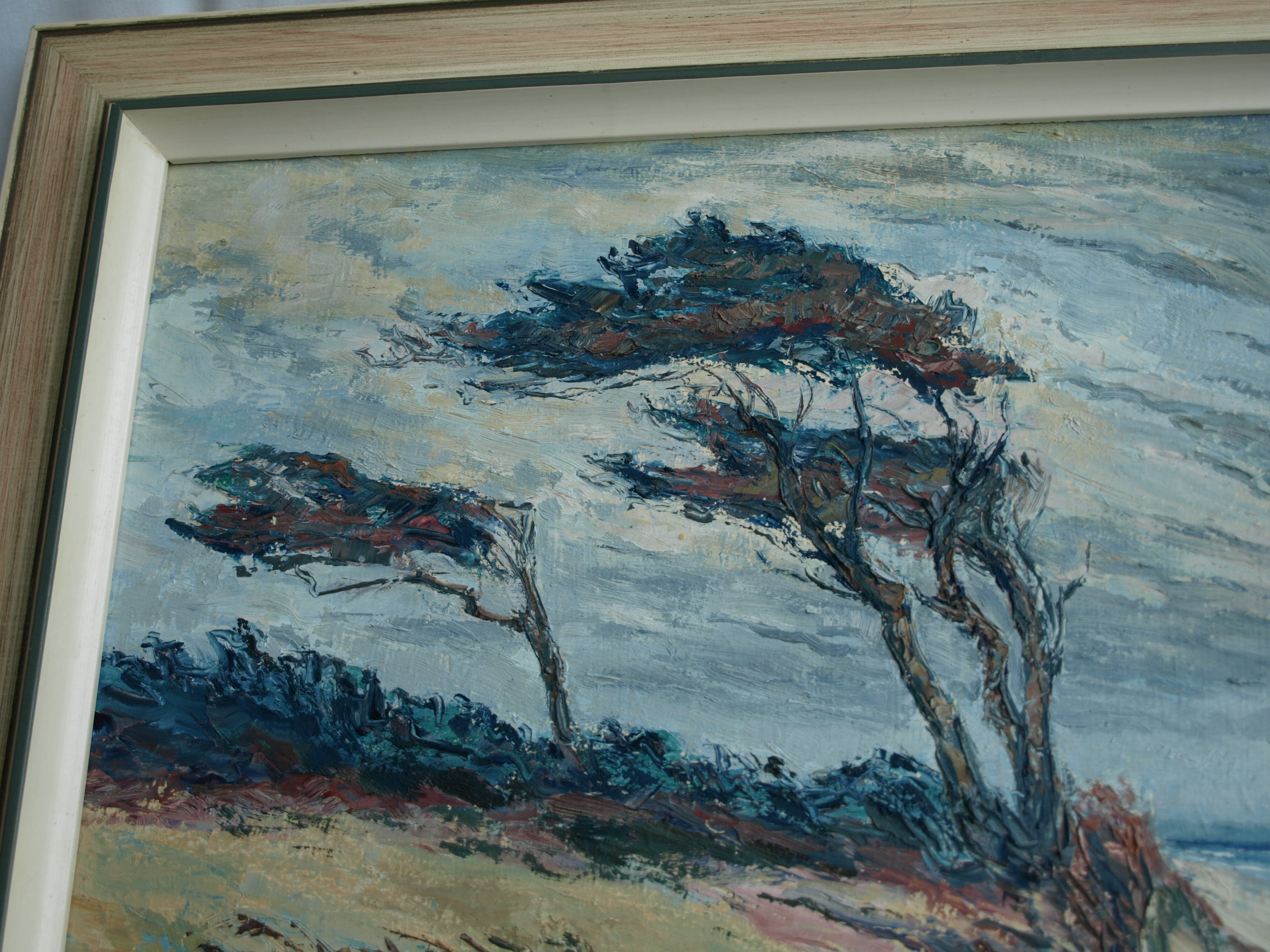 Niet of onleesbaar gesigneerd - Olieverf op paneel , Aan de kust – gesigneerd & ingelijst – 1972 kopen? Bied vanaf 1!