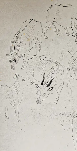 Tonny Kristians - Grote realistische INKT tekening "hert-achtigen" - 1924 - gesign kopen? Bied vanaf 60!