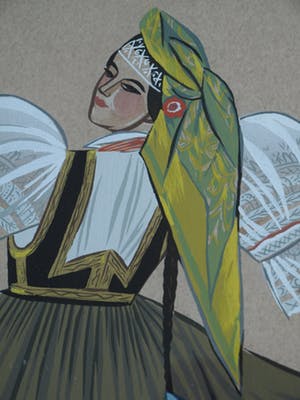 Zofia Stryjeńska - Gemende techniek , "Slask" , Silezië – gesigneerd & ingelijst – 1939 kopen? Bied vanaf 45!