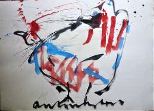 Anton Heyboer - De oer vogel kleurijke krachtige sierlijke schildering . verkocht voor € 375!