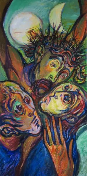 Willem Claassen - Acryl op doek, Epitafios (dodenzang) - Ingelijst (Groot formaat!) kopen? Bied vanaf 1!