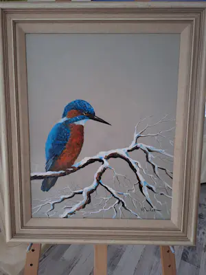 Henk Poeder - De ijsvogel op besneeuwde tak kopen? Bied vanaf 150!