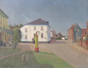 Frans Hartman - Olieverf op doek, Dorpsgezicht kopen? Bied vanaf 1!