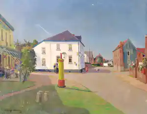 Frans Hartman - Olieverf op doek, Dorpsgezicht verkocht voor € 1!