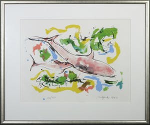 Nic Jonk - Zeefdruk, Dolphins - Ingelijst kopen? Bied vanaf 70!