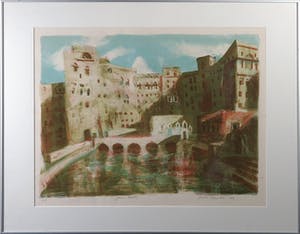 Jeroen Hermkens - Litho, Jemen, Hababa - Ingelijst kopen? Bied vanaf 70!