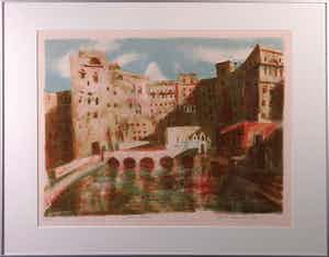 Jeroen Hermkens - Litho, Jemen, Hababa - Ingelijst verkocht voor € 70!