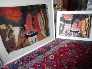 Piet Warffemius - De originele ( gouache )" de reis " en bijbehorende zeefdruk ( 2 stuks !! ) kopen? Bied vanaf 200!
