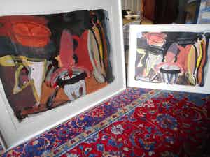 Piet Warffemius - De originele ( gouache )" de reis " en bijbehorende zeefdruk ( 2 stuks !! ) verkocht voor € 200!