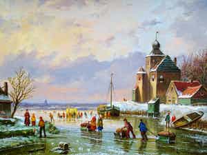 Albert Temming - Winterlandschap in een oude zware lijst. verkocht voor € 550!