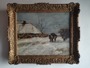 Niet of onleesbaar gesigneerd - Hollands winterlandschap met boer en kar kopen? Bied vanaf 1!