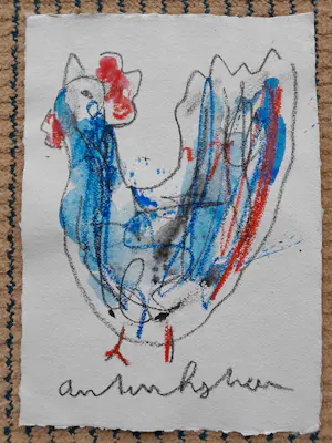 Anton Heyboer - "Kip" - Krijt en gouache op Hahnemühle papier - 30 x 22 cm. kopen? Bied vanaf 175!