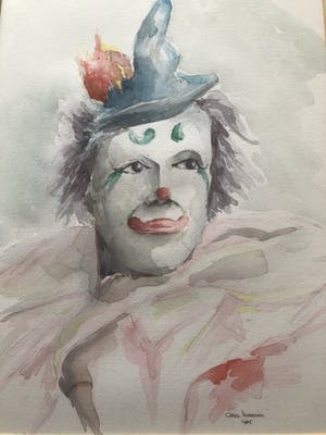 Carel Verbraak - 2 Schitterende gesigneerde aquarellen in passe-partout van " CLOWN " kopen? Bied vanaf 45!