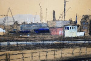 Henk Huig - Haventerrein met boten - groot werk kopen? Bied vanaf 150!