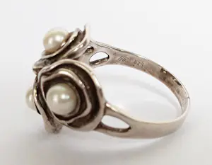 Brutalist Modernist ring echte parels zilver 925 maat 22 MCM kopen? Bied vanaf 65!