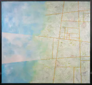 Leo Jinssen - Gemengde techniek op doek, Verkaveling van het kustgebied kopen? Bied vanaf 1!