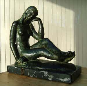 Brons (Onbekend) - Peinzend naakt in brons , zeer fraai! verkocht voor € 349!
