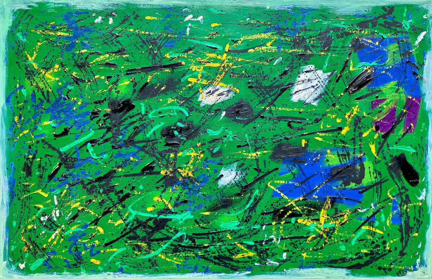 Andre van der Vossen - Abstracte compositie, olieverf op doek (zeer mooi ingelijst, groot) kopen? Bied vanaf 1495!