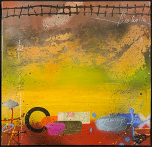 Theo Koster - Zeefdruk en collage op doek, Zonder titel (met ophangsysteem) kopen? Bied vanaf 35!