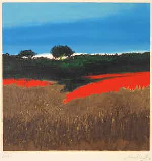 Carlo Mattioli - Zeefdruk/Reliëfdruk, Landschap verkocht voor € 70!