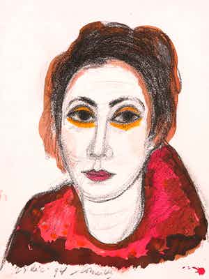 Corneille - Houtskool en aquarel, Vrouwenportret incl. fotocertificaat verkocht voor € 750!