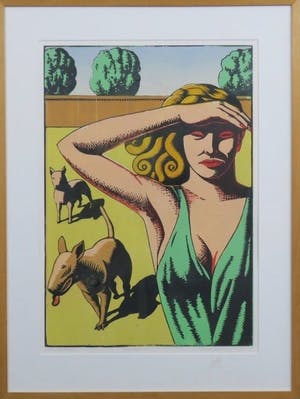 Leon Janssen - Houtsnede, Dog days II - Ingelijst kopen? Bied vanaf 100!